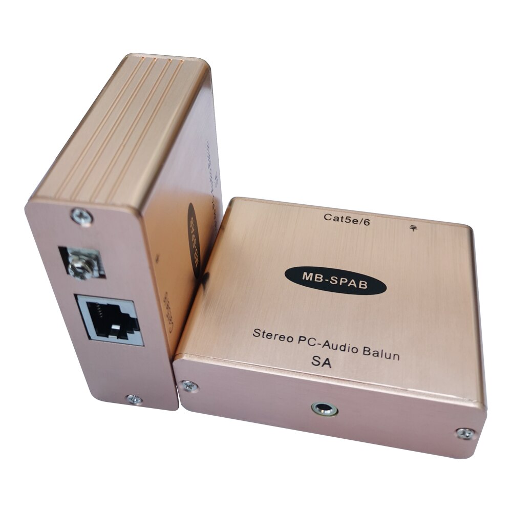 Cat5 Stereo Audio Balun Extender 3.5mm Audio to RJ45 Converter PC-Audio Over IP