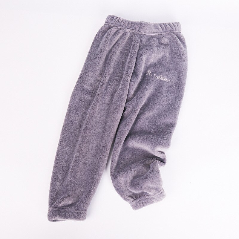 Pantalon polaire corail enfant fille garçons épaissi maison pyjama robe de nuit peluche salon pantalon bas de sommeil: Gray / 150