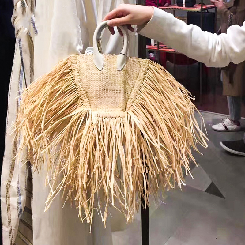 Tassel Straw Bags Women Rattan Weave Handbags Luxury Handmade Paper Shoulder Crossbody Bags Summer Beach Purses