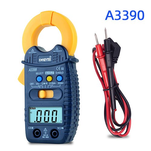 Multimeter digitalt klemmemeter dc ac tang amperemeter dc strømklemme meter multimetre kontinuitetstest måling: A3399