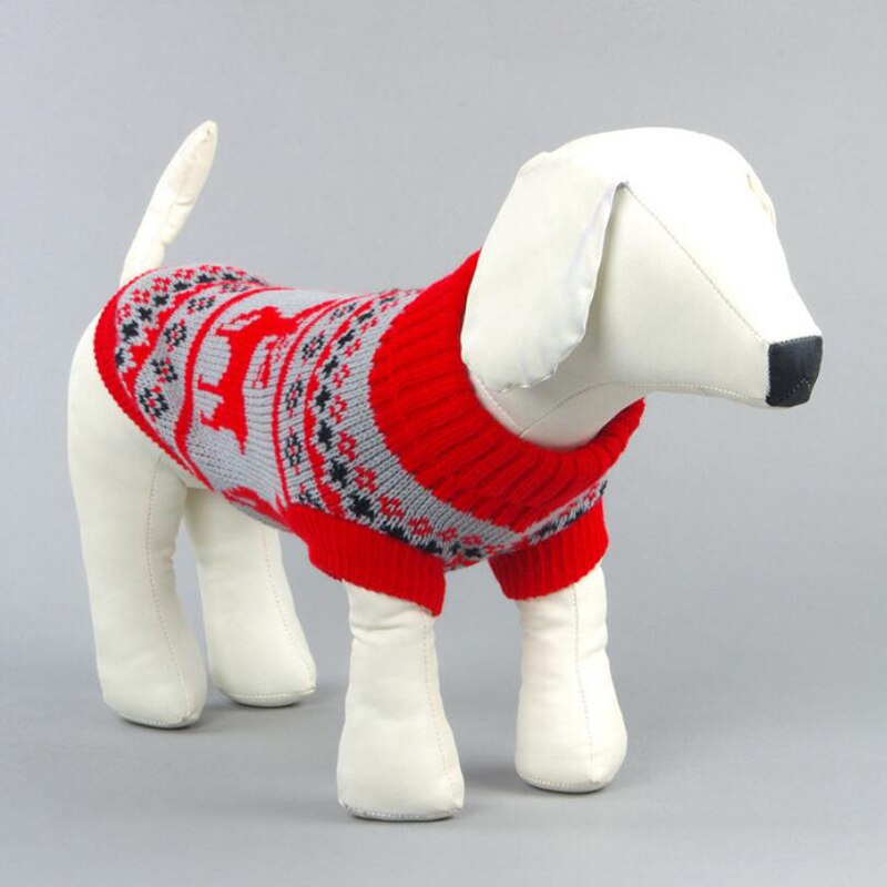 Kæledyrshund julesweater tøj jule vinter varm hvalp kat frakke jakke blødt striktøj til små mellemstore hunde