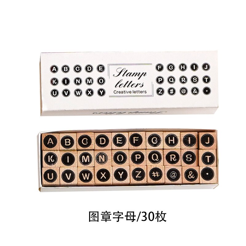 Sellos de goma de madera con letras del alfabeto, juego de decoración para diario, manualidades, álbum de recortes, fabricación de tarjetas: 4