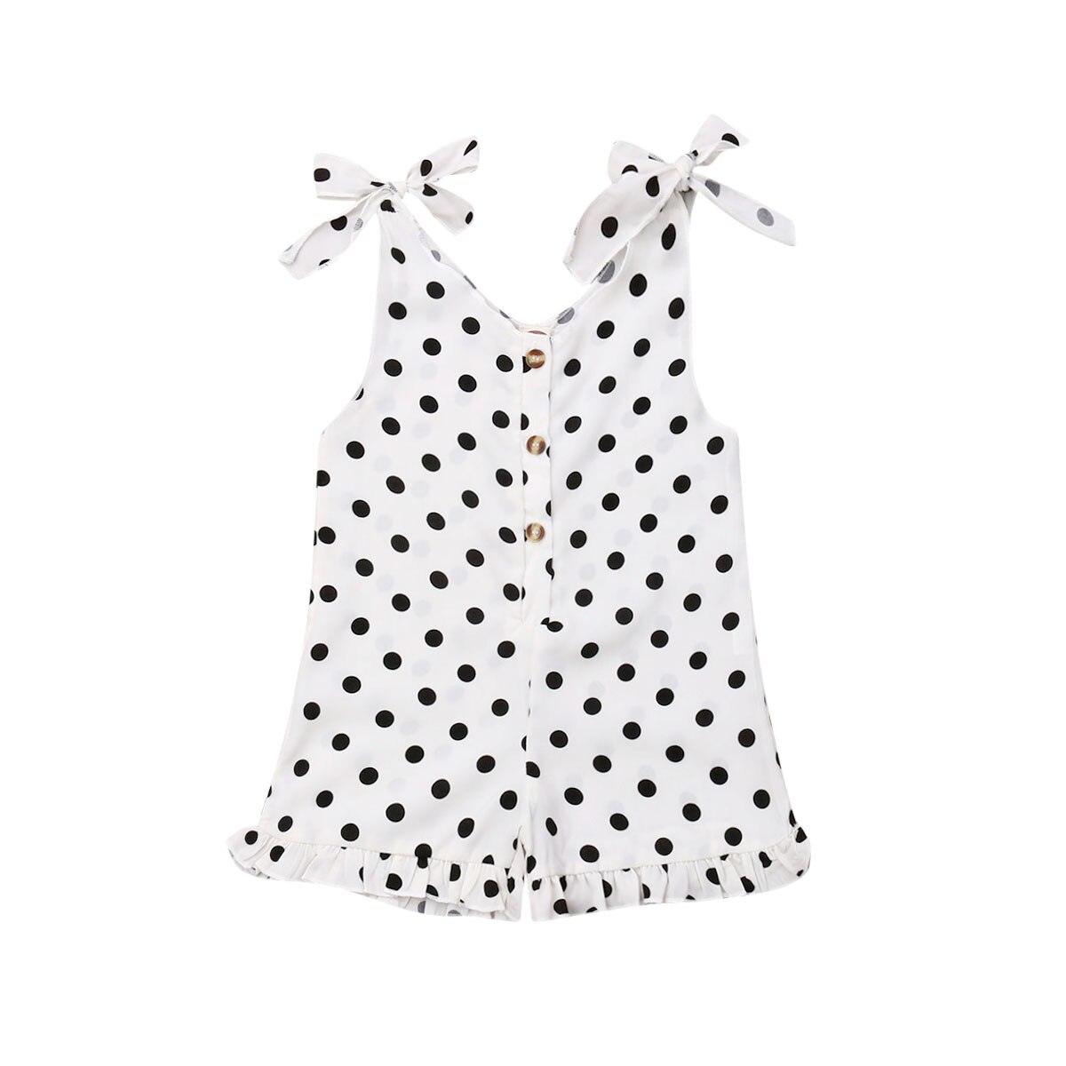 Pudcoco peuterkleding voor meisjes, romper met bandjes en stippen, zomeroutfit voor kinderen, overalls: Wit / 5t
