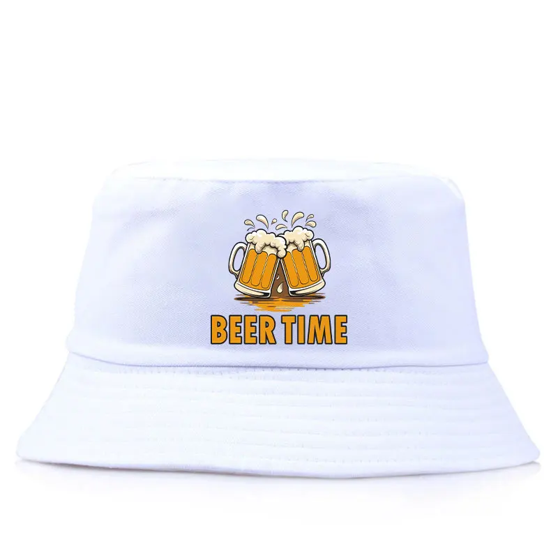 Beer Time Reversible Bucket Hat with Cheers Beer Mug Print Summer Fisherman Cap Men Women Outdoor Festival Beach Drinking Fun: Dark Grey