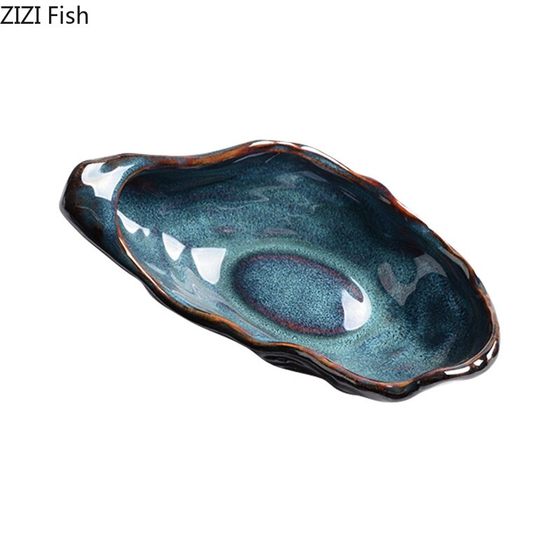 Irregular Ceramic Plate Oyster-shaped Dinner Plate Dessert Plates Fruit Snack Tray Decorative Plates Seasoning Bowl Spice Dishes