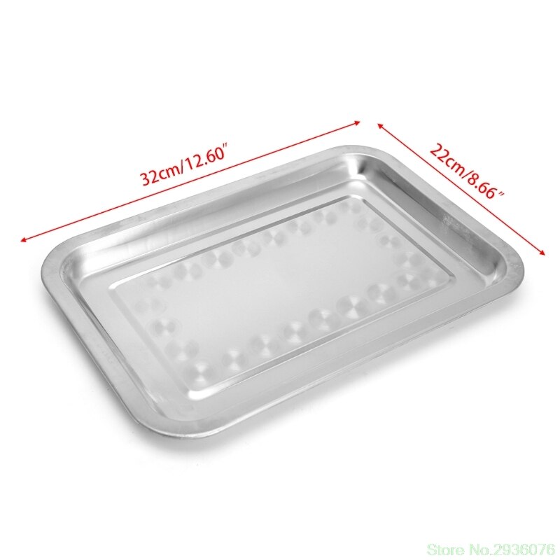 Bandeja Rectangular de acero inoxidable para barbacoa, bandeja de pescado a la parrilla, contenedor de comida para barbacoa: 02