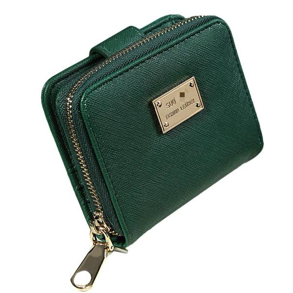 Del raccoglitore Della Signora Delle Donne Della Borsa Del Raccoglitore Della Frizione Breve Piccolo Supporto di Carta del Sacchetto verde nero rosa DELL'UNITÀ di elaborazione In Pelle con zip portafogli billetera mujer: green