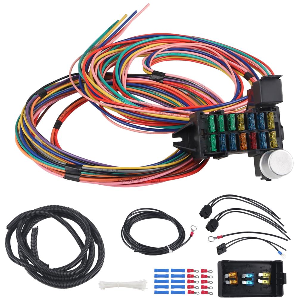 Universal Wire Harness Muscle Car Rod Street Rat With Fuse Box AssemblyUniversal 14 Circuit Fuse Car Accessories