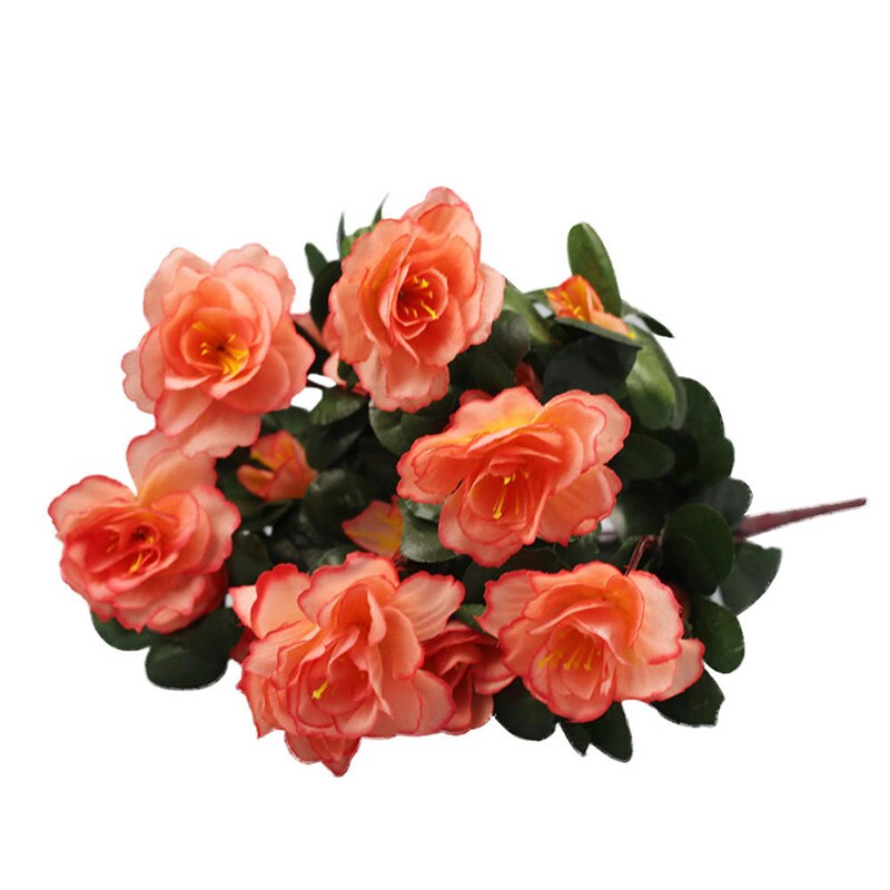 Kunstbloemen Goedkope Boeket Simulatie Van Azalea Saffloer Wedding Party Garden Home Decoratie Zijde Plastic Planten: coral