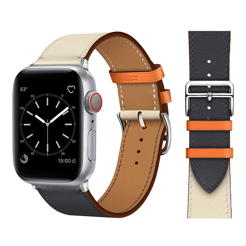 Læderrem til apple watch-rem 45mm 44mm 49mm 42mm 41mm 40mm single tour correa-armbånd iwatch-serie 9 7 8 6 5 4 se ultra: Brun / 20mm