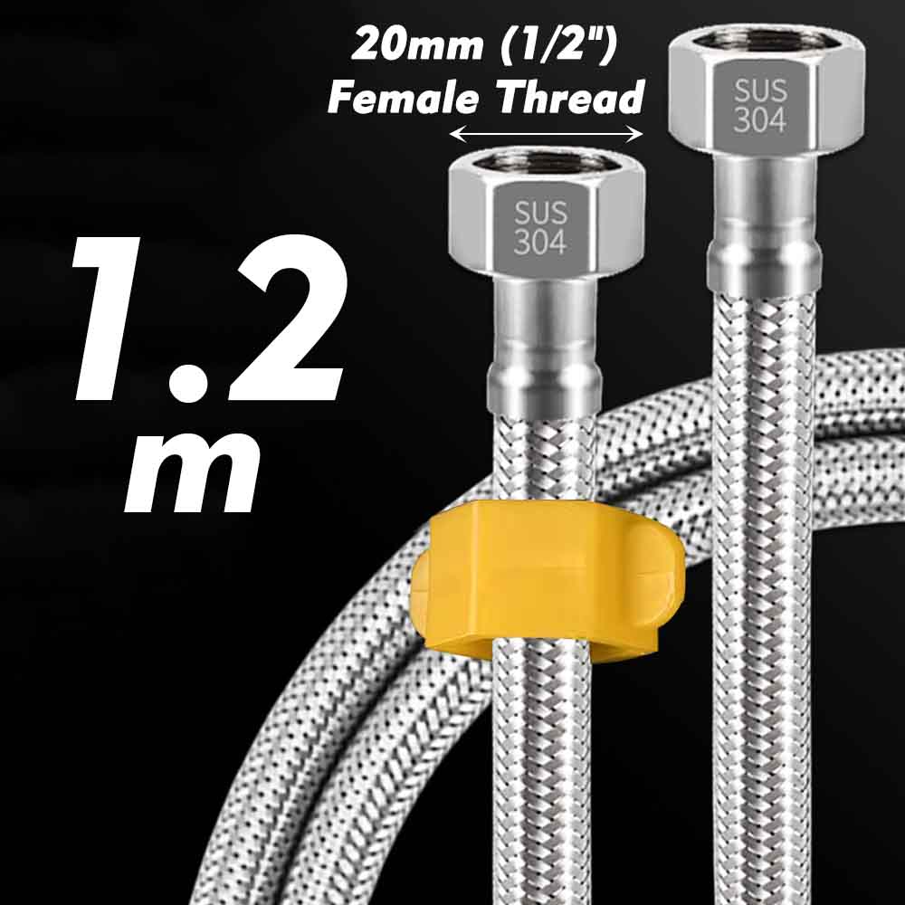 Manguera trenzada de entrada de grifo de agua de acero inoxidable 1/2, tubo de conexión Flexible para cocina, baño, inodoro, riego de jardín, 304 pulgadas: Azul marino