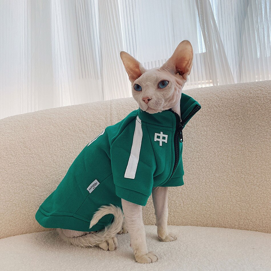 Direct Selling Winter Warm Sphynx Cat Clothes China Letter Hoodies Clothing For Kitten Sphint Jacket Coat Pet Clothes