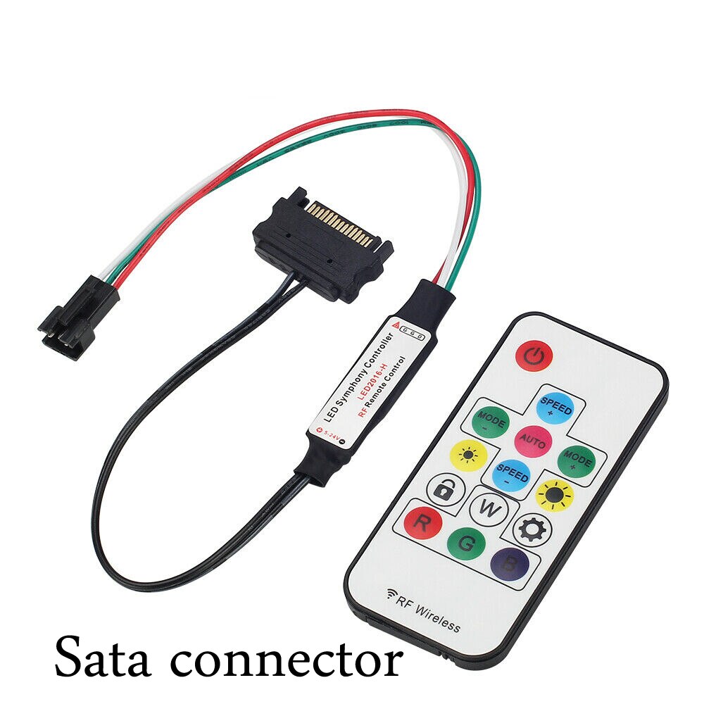 WS2811/WS2812B SATA DC USB Led RGB Pixel Controller 14key Remote Drahtlose RF IR Digitale Farbe Streifen Licht Controller DC5V-24V: SATA connector