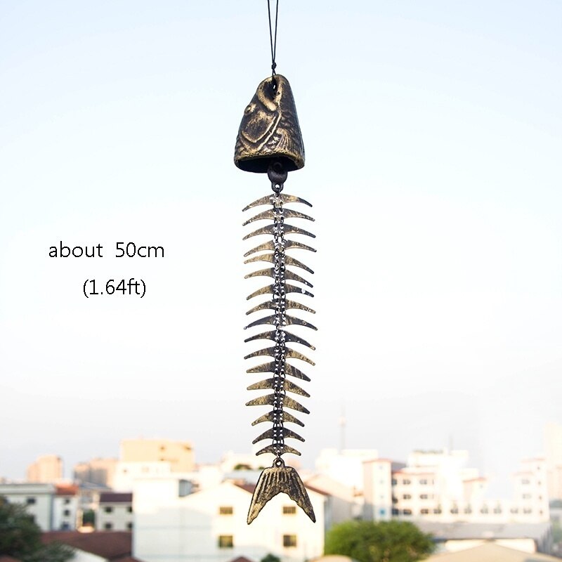 Aqumotic carillons éoliens 42cm (1,37ft) | Grands cintres, os de poisson, Long éperon, métal carillon à vent, Kit Fulgurite pour hommes