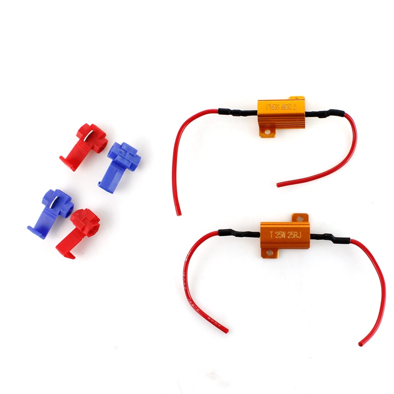Resistencia de carga Canbus Universal para coche, Protector para luz LED de intermitente, fijo, Error, parpadeo rápido, 2x25W, 25ohm, 7443 WY21W W21W 7440