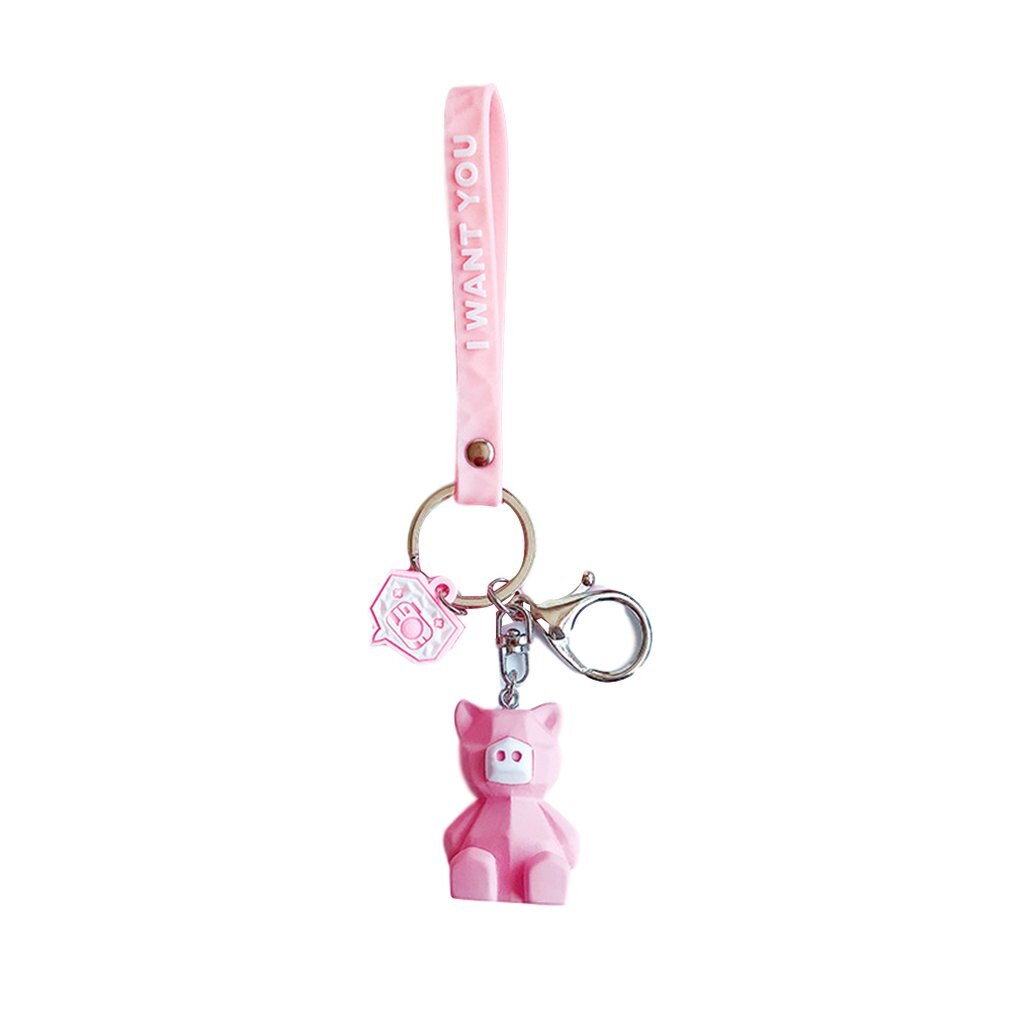 Pratique dessin animé géométrique coupe animal porte-clés pendentif mignon dinosaure panda voiture sac pendentif: Argent