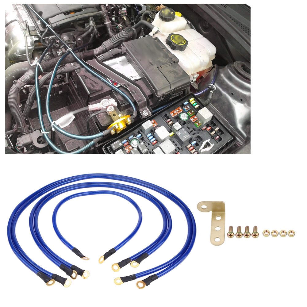 Universal 5 Point Universal Car Earth Ground Cables Grounding Wire System Kit High Performance Improve Power