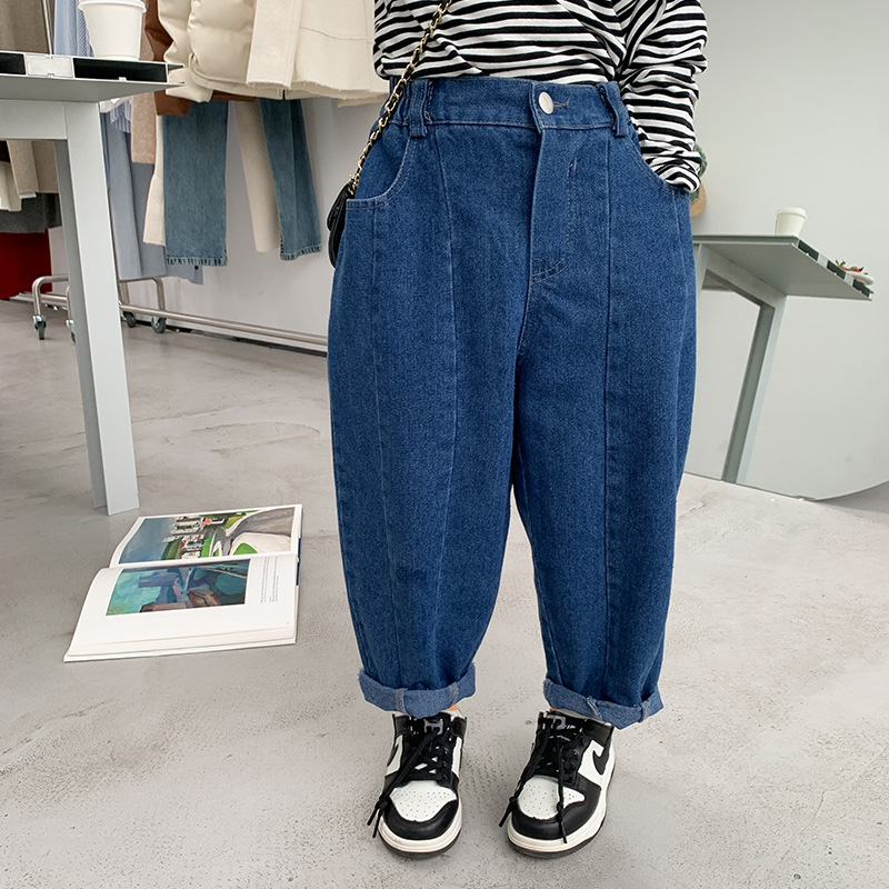 unisex Patchwork Jeans Frühling Kinder lose lässig Denim Harem Hose: 12m