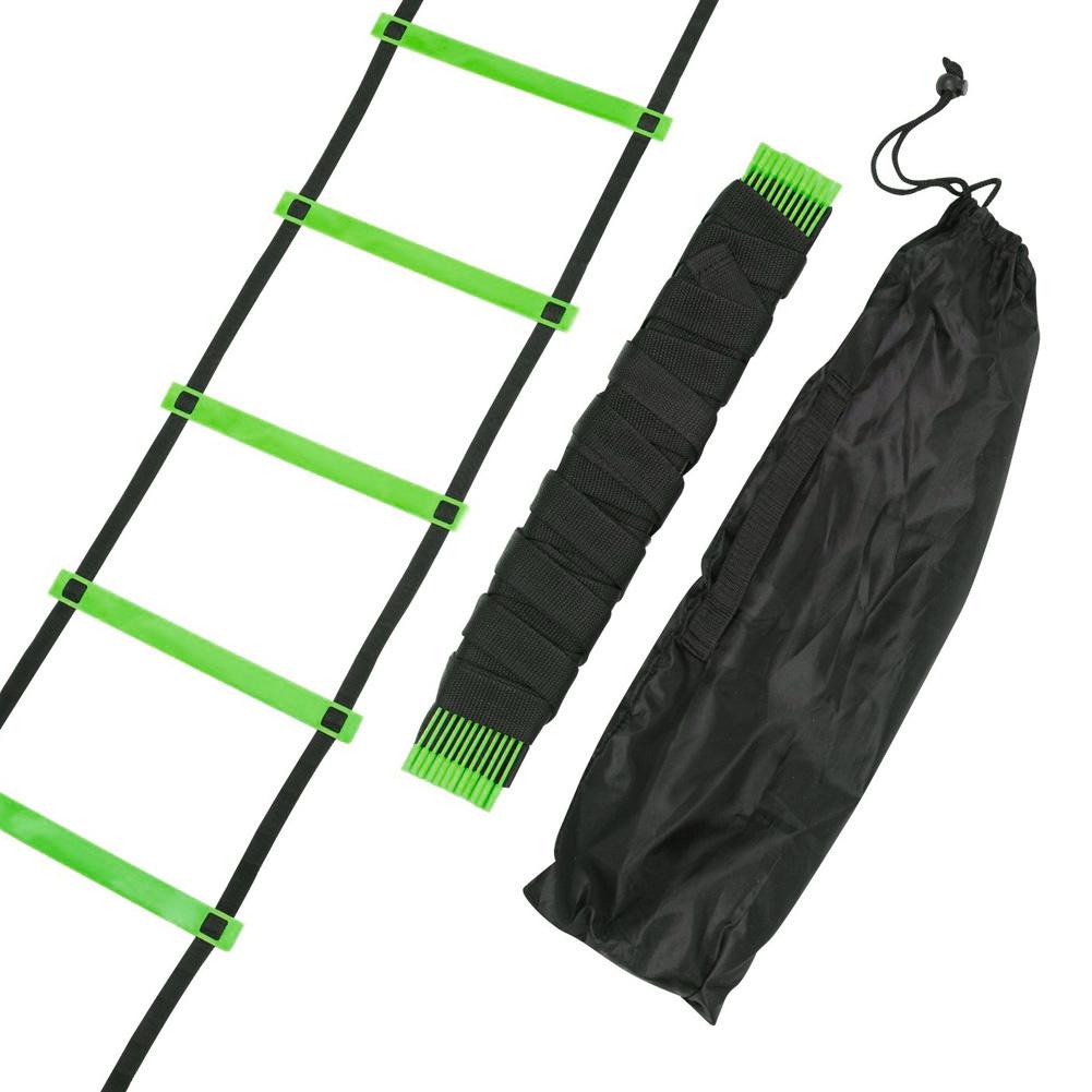 Verstelbare Footwork Voetbal Fitness Speed Rungs Agility Ladder Trainingsapparatuur Kit Met Weerstand Parachute Disc: 6M12 Rung-Green