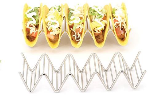 Rustfrit stål tacoholder pizza tærtebord stativ mexicansk mad bollestativ hotdog shell appetitvækkere buffet serveringsbakke tallerkener værktøj: 5