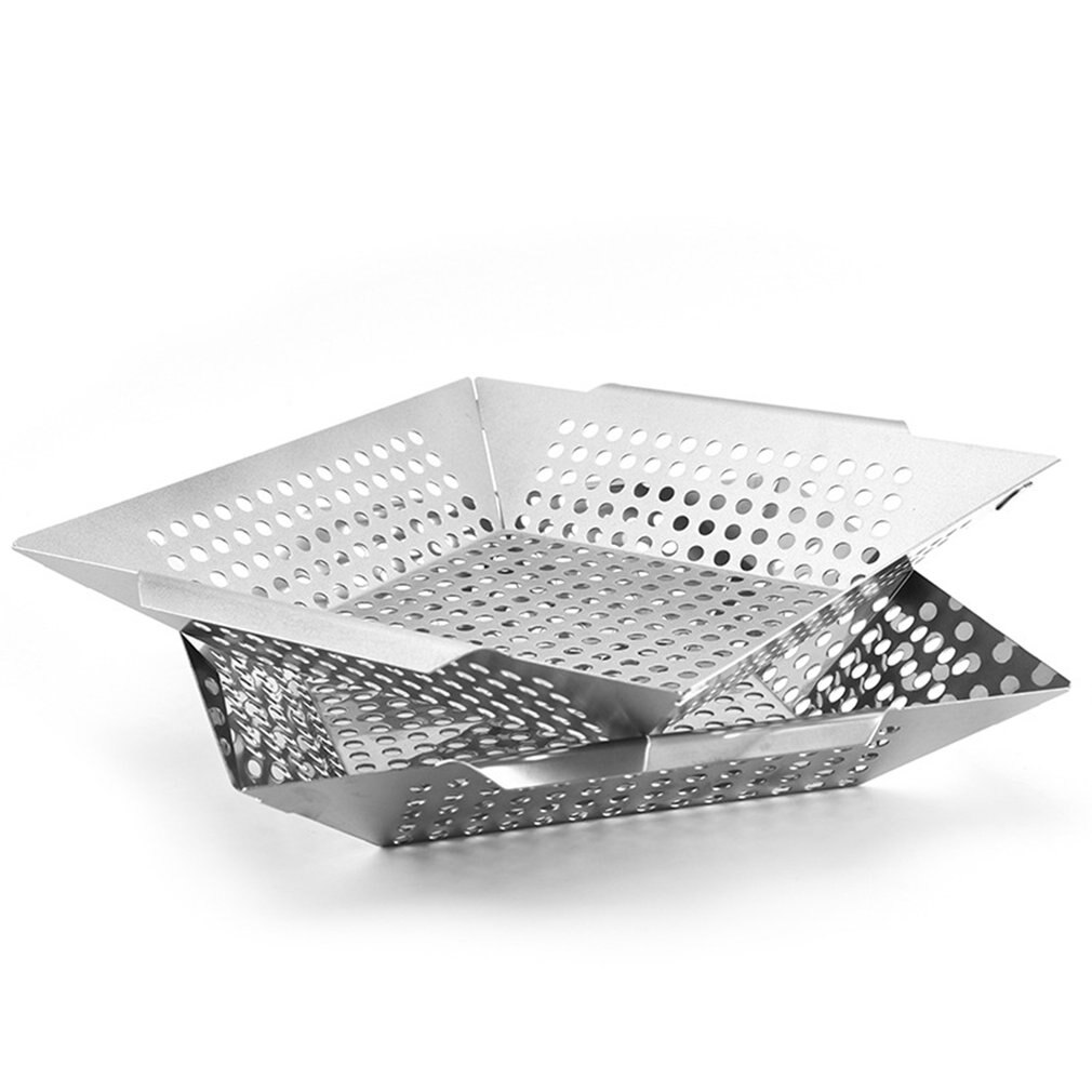 Stainless Steel Square Grill Tray With Perforated Grill Tray Outdoor Barbecue Tool Bbq Vegetable Grill Pan