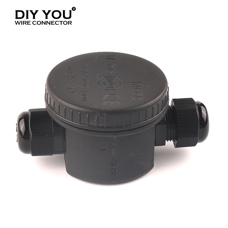 2 Way Outdoor Waterproof Electrical Cable Wire Connector Round Junction Box IP66 With Terminal Light Accessories 24A/450V