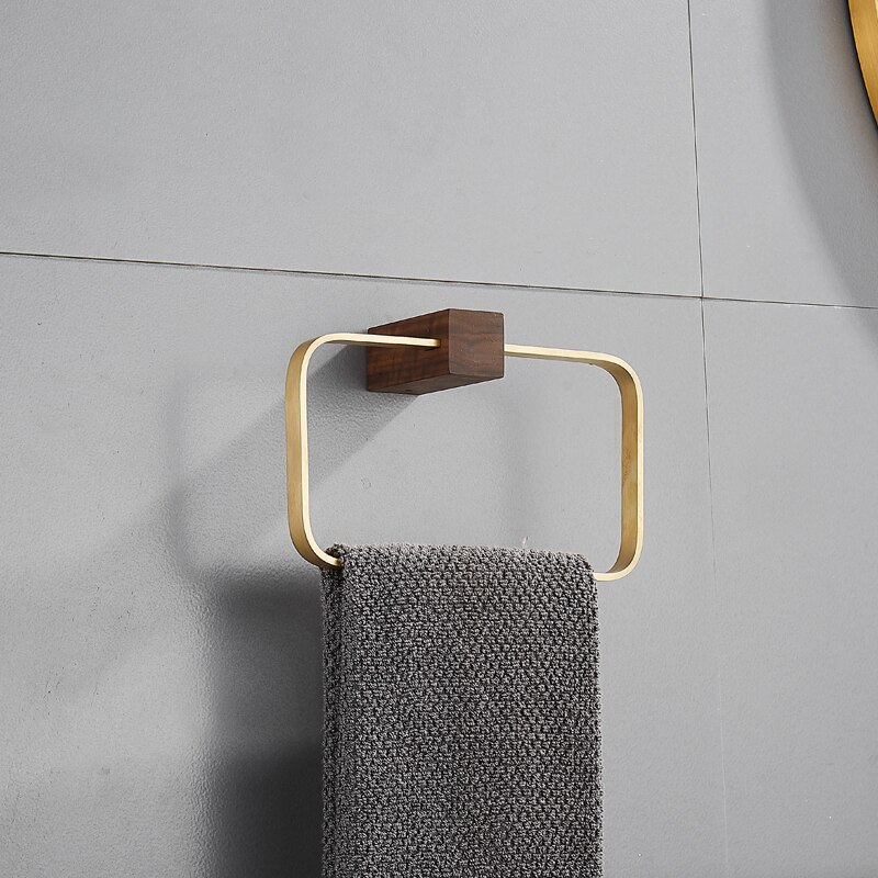 Perchero de madera maciza para ropa, estante de almacenamiento, colgador de pared, soporte de papel toalla negra de nogal, estante esquinero, accesorios de baño