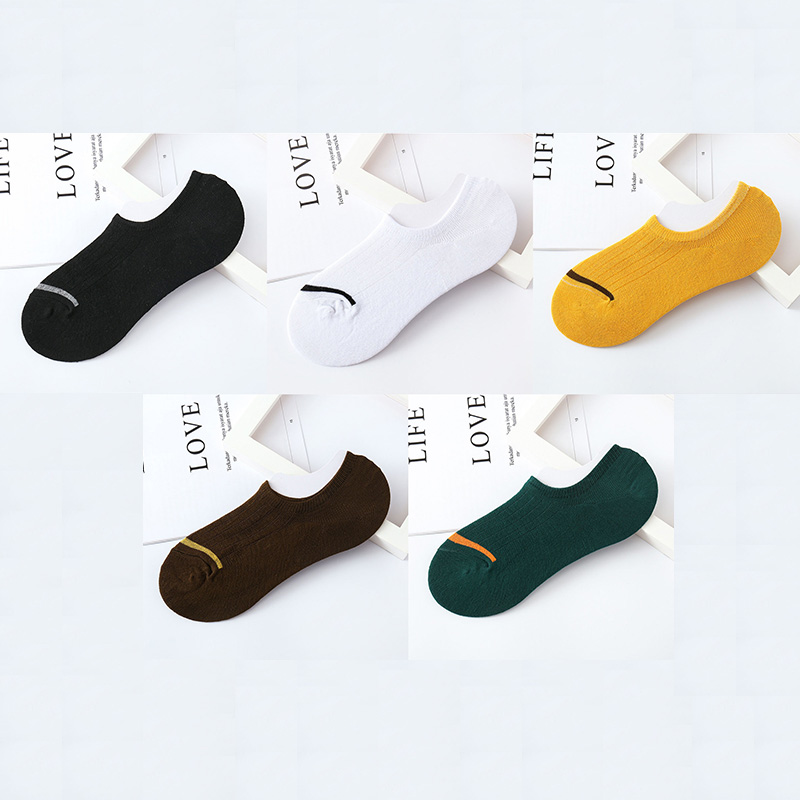 Calcetines náuticos Unisex para hombre y mujer, calcetín Invisible antideslizante de silicona, corte bajo, para primavera, verano y otoño, 5 pares, Size35-42: P multi color