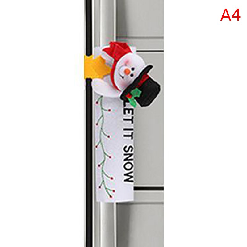 Pomo para manija de puerta de refrigerador de cocina, cubierta de tela, decoración de venado navideño, 1 Uds.: 4