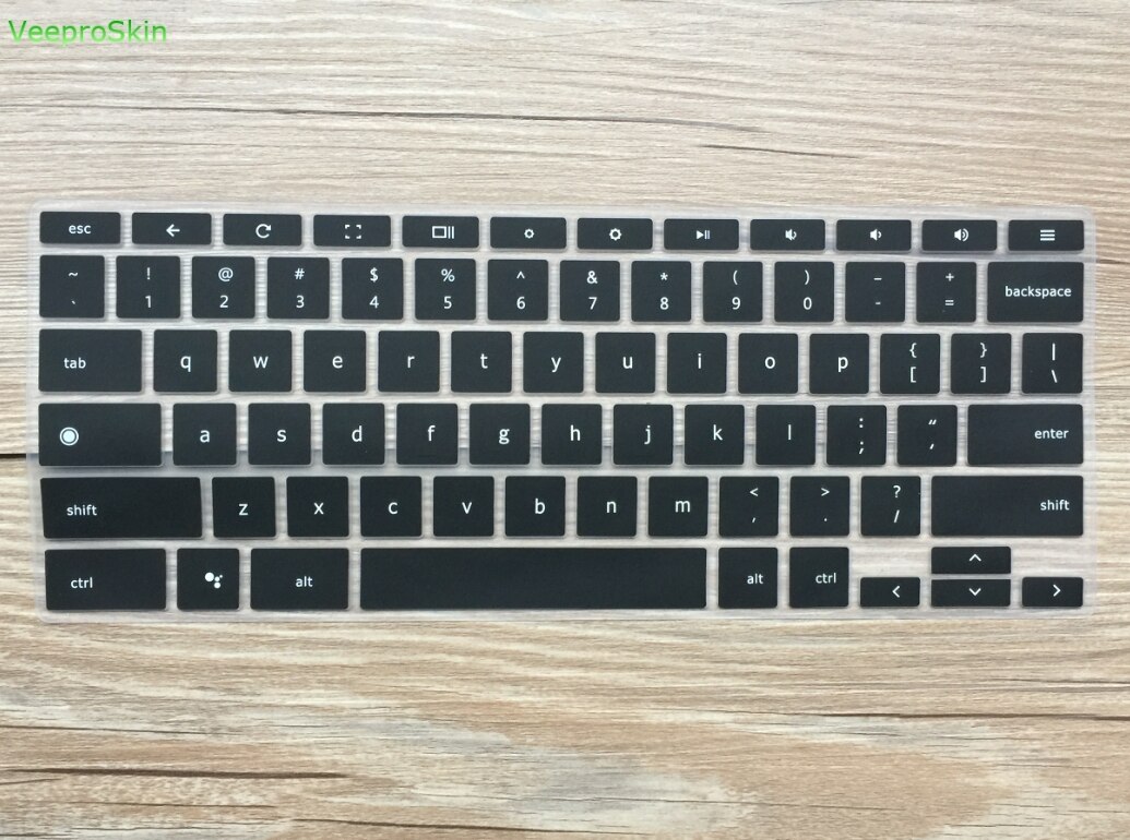 For 12.3" Google Pixelbook Chromebook Silicone Keyboard Cover Touch-Screen Chromebook Keyboard Skin US Layout: Black