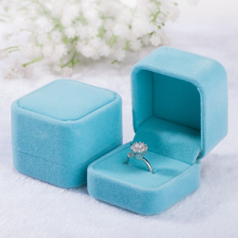 1PC Square Velvet Boxes Display Case Weddings Party Jewelry Box for Ring Earrings Black red