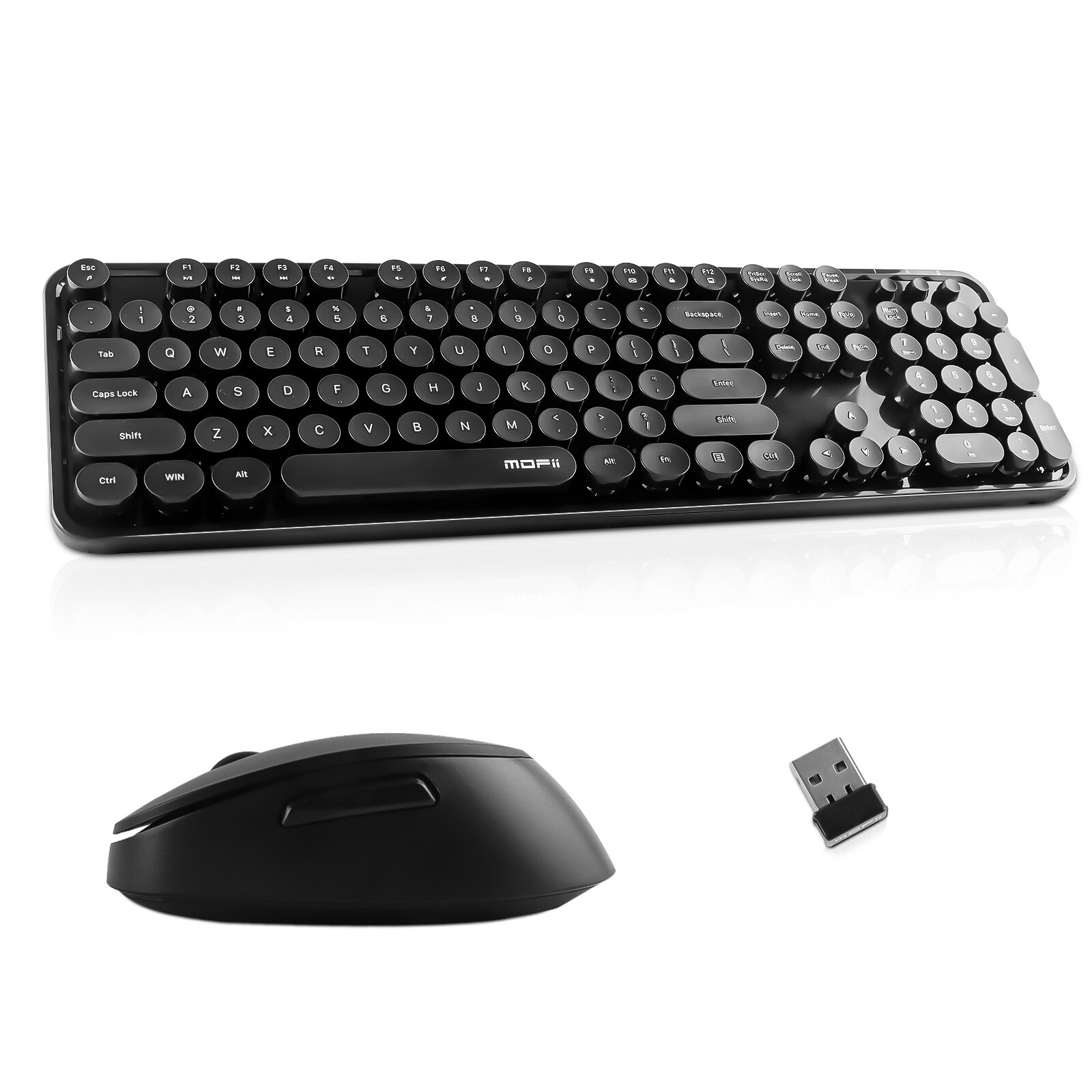 Draadloze Toetsenbord En Muis Combo 104 Keycaps Set Met Usb-ontvanger Voor Pc Laptop Gamer: Black