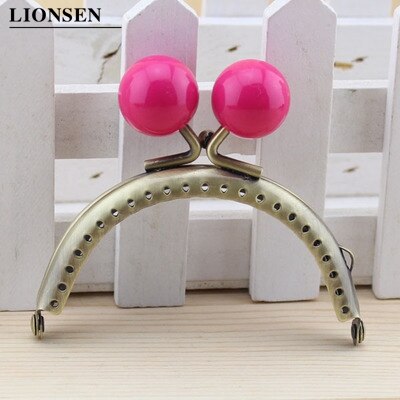 LIONSEN 8.5cm duże koraliki antyczny brąz metalowy uchwyt do torebki do torby sprzęgła akcesoria torebkowe dokonywanie pocałunek blokada zapięcia: Hot Pink