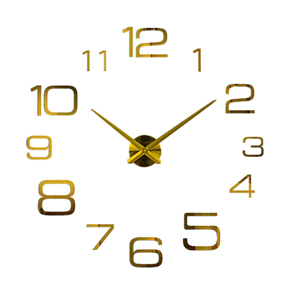 Lowest Price Digital DIY Wall Clock Mirror Wall Clock Home Decoration Wall clock: gold