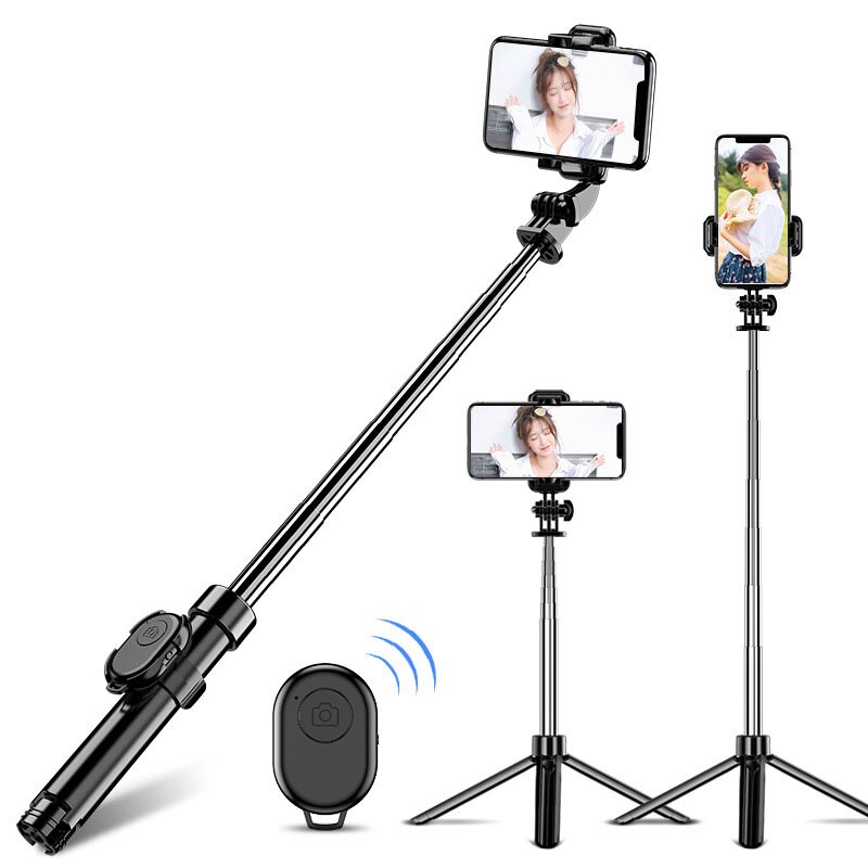 All-in-one selfie-stick-stativ mit ausziehbarer handyhalterung, bluetooth-fernbedienung und stativ für apple- und android-geräte