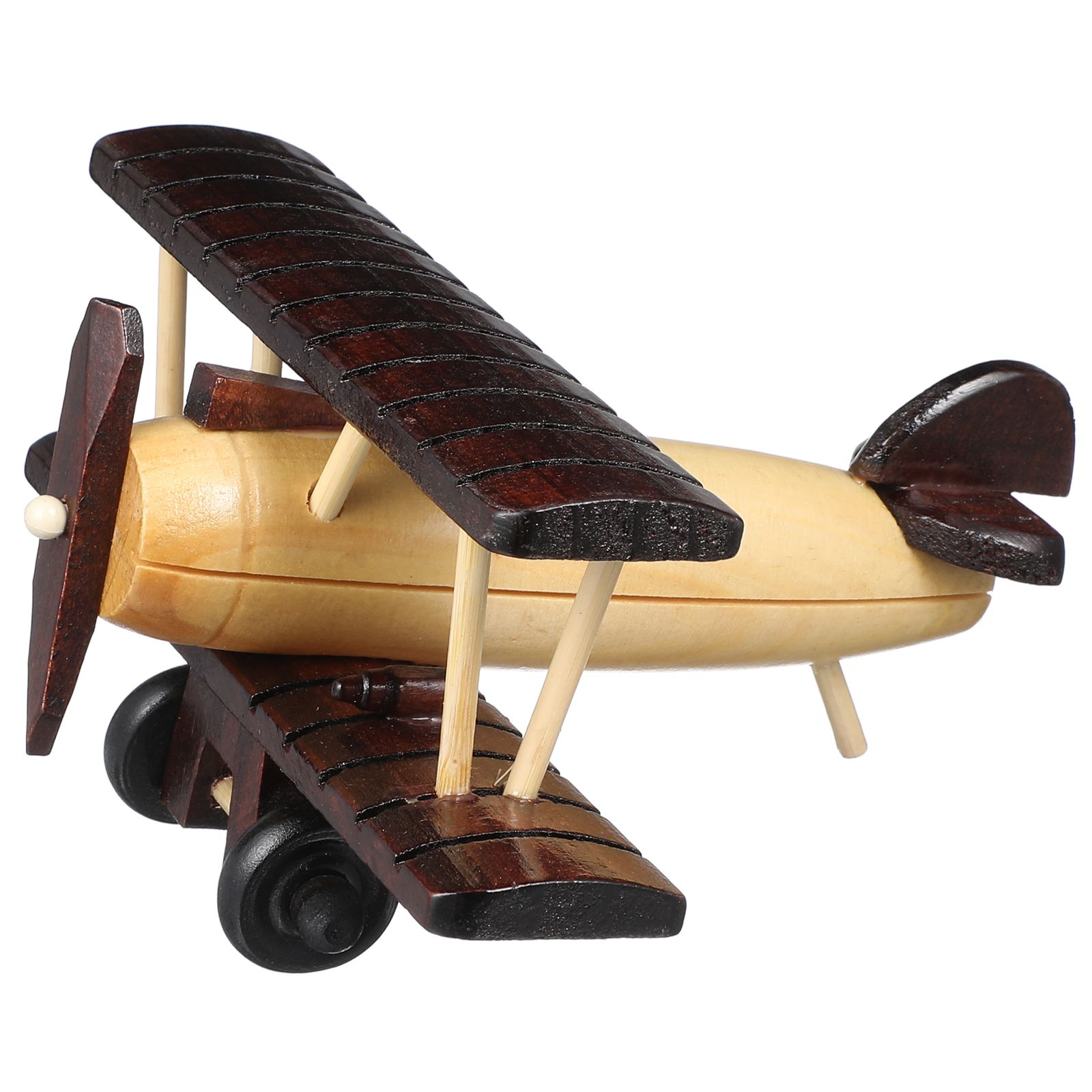 Rustic Wood Texture Wooden Plane Model Vintage Airplane Decor Retro nament For Home Figurines Miniatures Crafts Adornment