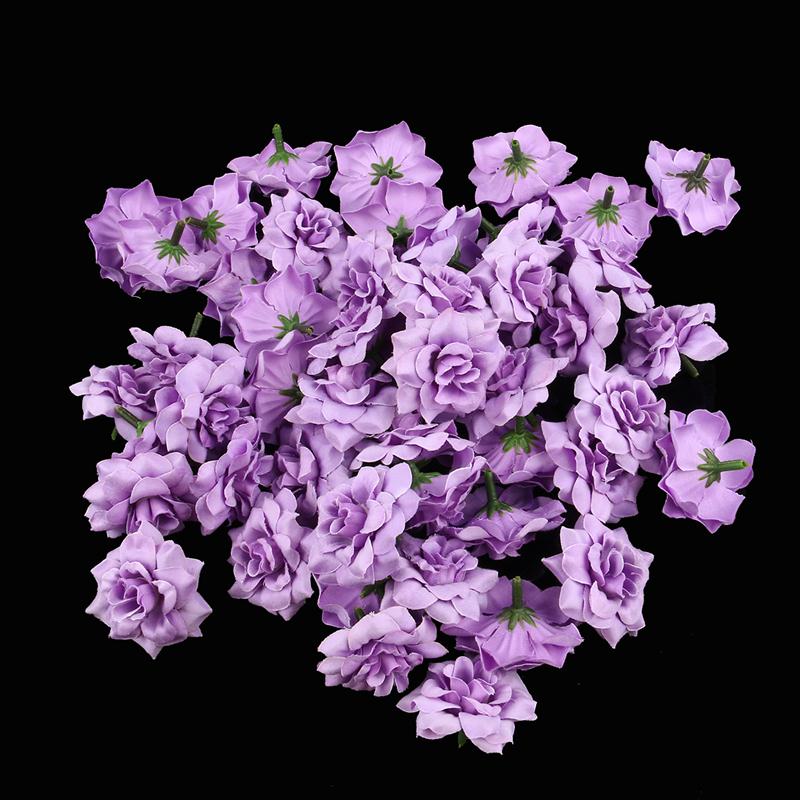 50pcs Silk Rose Flower Heads Artificial Flowers Wedding Decoration Simulation Flower Home Decor For Scrapbooking Handicraft