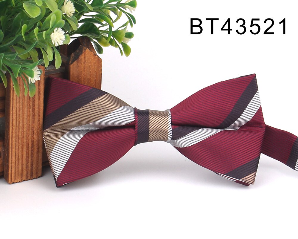 Claret Men Bow Tie Classic Jacquard Bowtie For Men Adult Striped Bow Ties For Business Wedding Butterfly Suits Cravats Bowties: Ginger