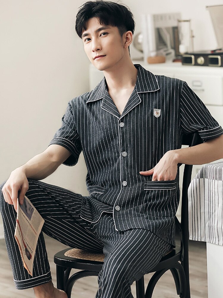 100% de Pijama de algodón para los hombres verano – Grandado