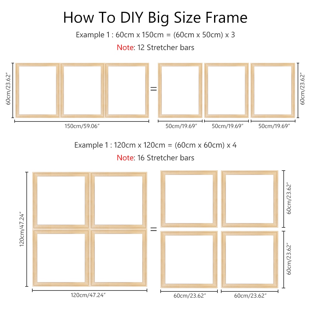 WITUSE can DIY Canvas Stretcher Frame family WOODEN FRAME 30CM 40CM 50CM 60CM use for oil oil painting posters Decorating office