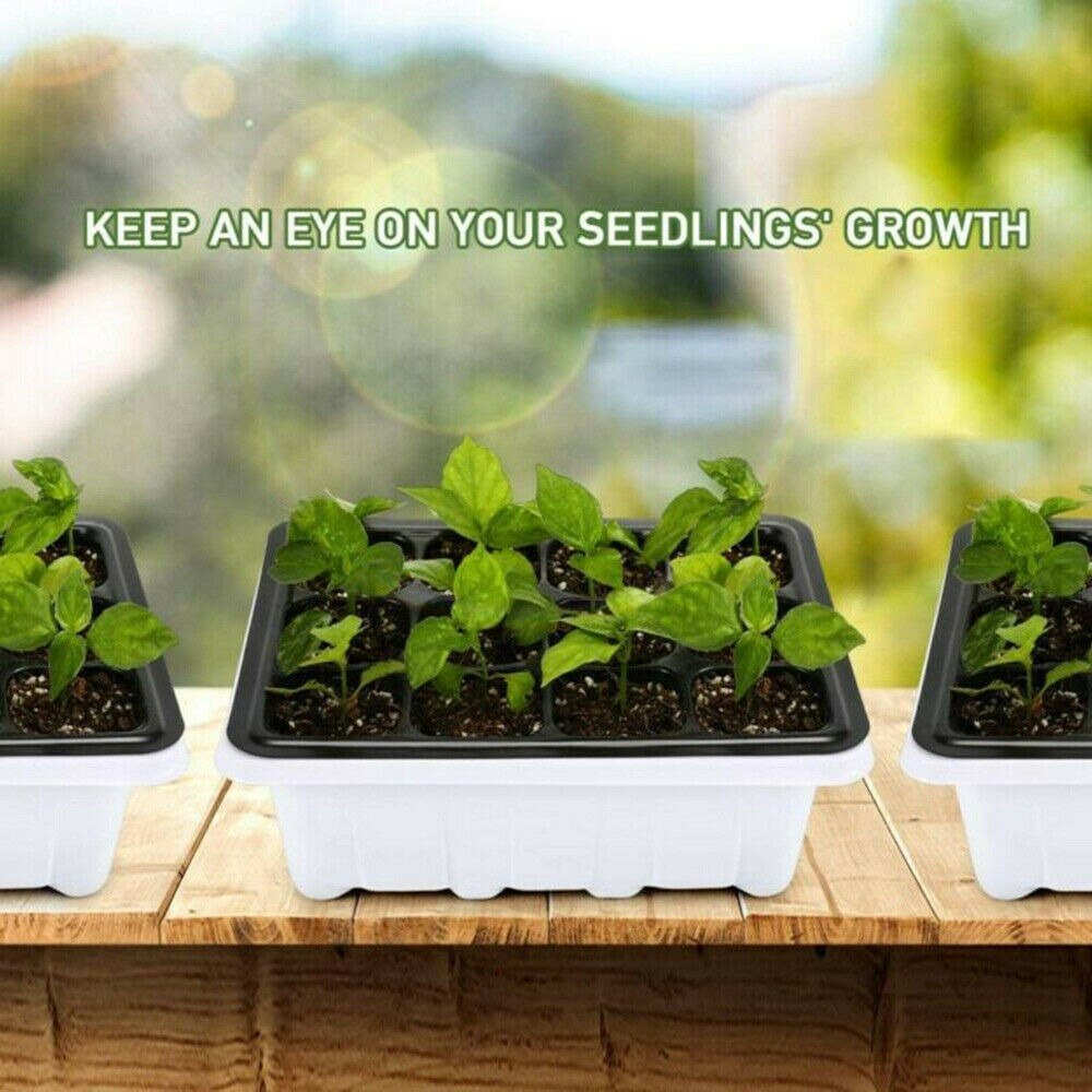10PCS Seed Starter Propagation Tray 12 Cell Seedling Plant Clone Greenhouse