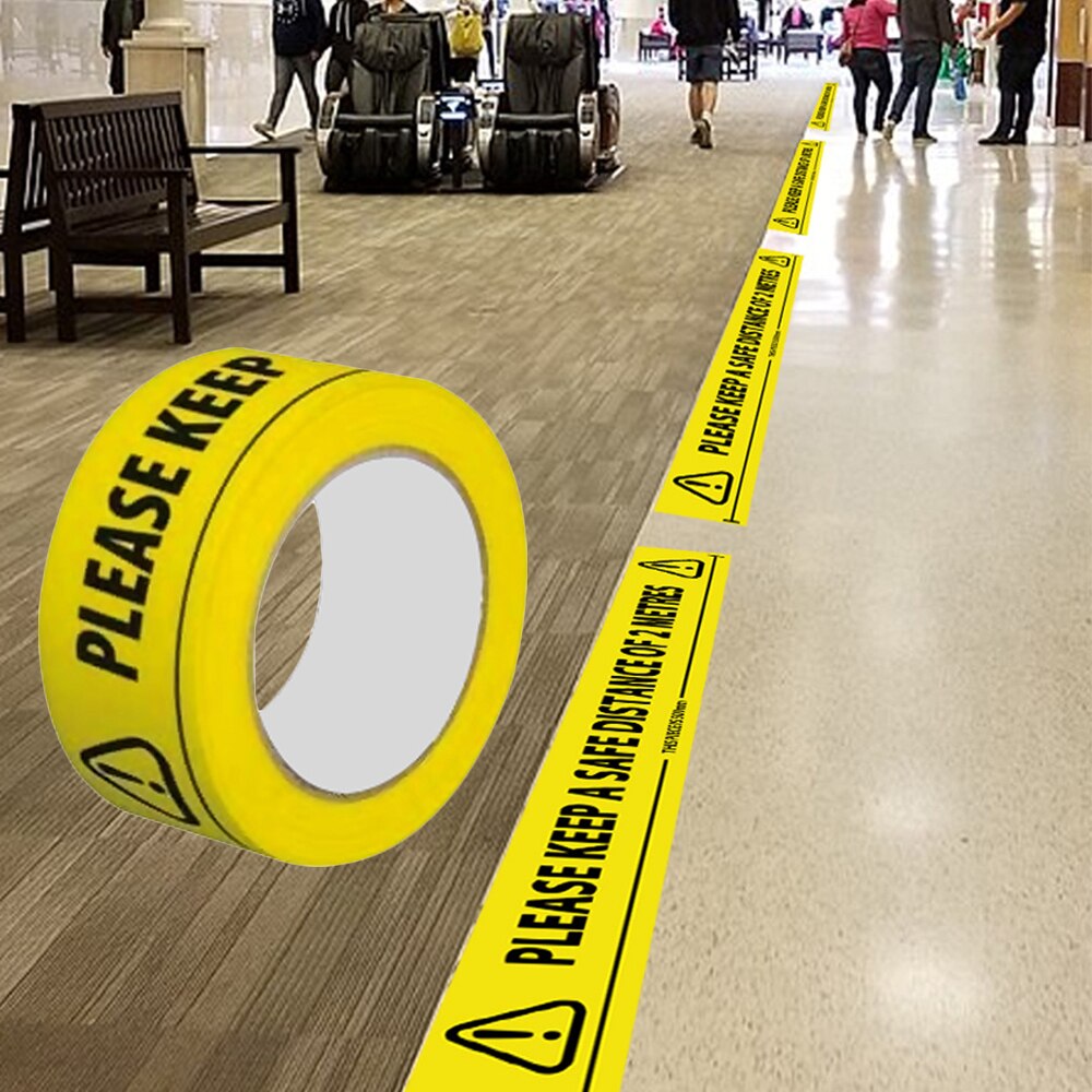 1/Roll Waarschuwing Tape Gevaar Voorzichtigheid Houd Een Veilige Afstand Herinneren Diy Sticker Werk Veiligheid Plakband Mall winkel School