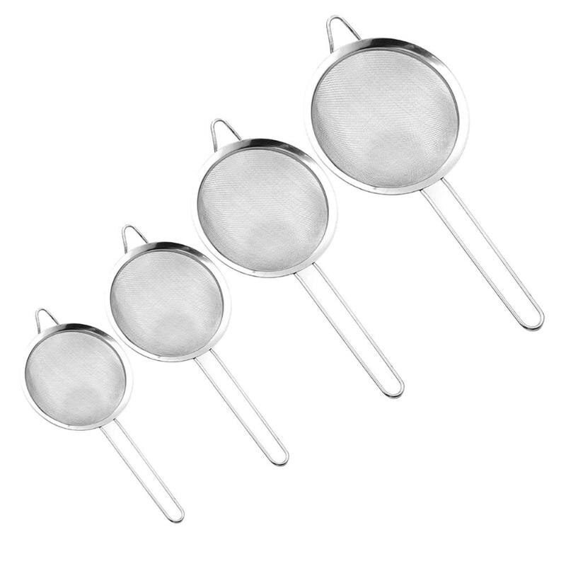 Tamiz de harina de acero inoxidable de 8-14 CM, alambre de cedazo de malla fina para aceite, separador de harina tamiz de , coladores, herramientas de cocina DIY