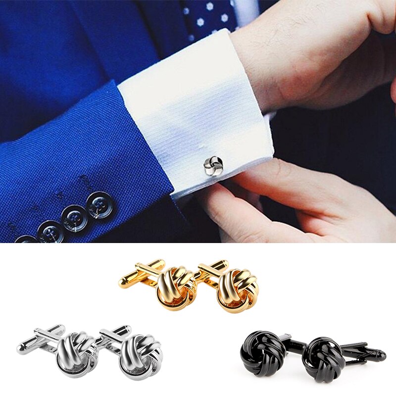 Herren Edelstahl Hemd Manschettenknöpfe Französisch Runde Knoten Manschetten Anzug Zubehör Hochzeit Schmuck 1 paar