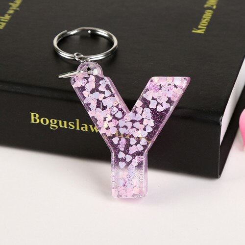 1 Pc Sleutelhanger Engels Brief Sleutelhanger 26 Engels Woord Glitter Hars Een Q Handtas Bedels Voor Vrouw: midnight blue