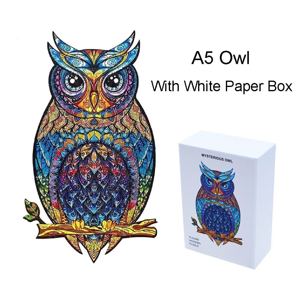 Hibou en bois Puzzles pour enfants mystérieux jouet éducatif fabuleux interactif Puzzle en bois: A5