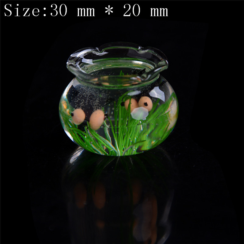 Glass Fish Tank Transparent Aquarium Dollhouse Home Ornaments Kids Toys Doll Toy Pretend Play Toys 1:12 Dollhouse Miniature