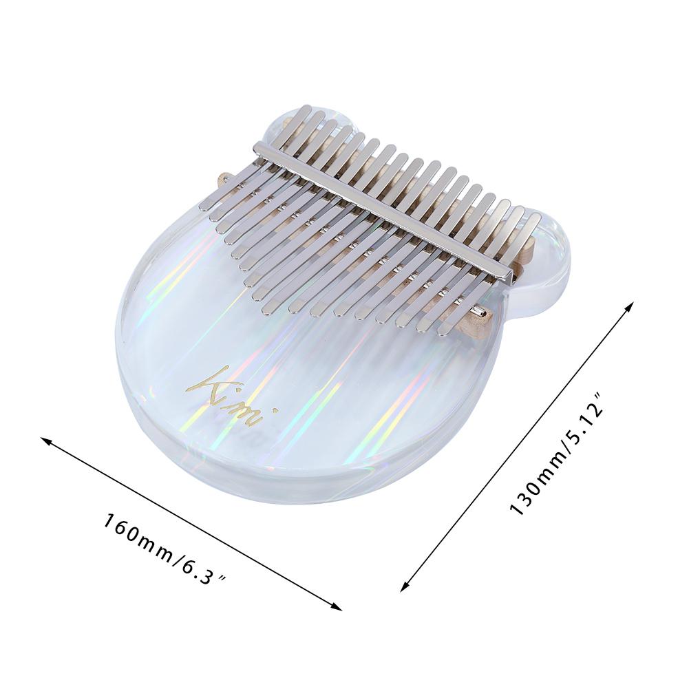 Kalimba Acrylic 17 Key Transparent Thumb Piano Mbira Sanza with Tuner Hammer Gig Kalimba Case Manual Christmas