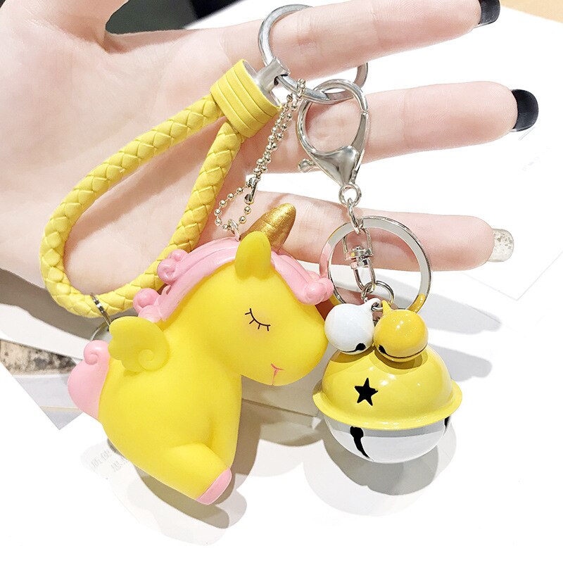 hiver coloré ceinture corde pompon lapin fourrure boule licorne avec cloches moelleux lapin porte-clés femmes sac pendentif voiture porte-clés: Rope2