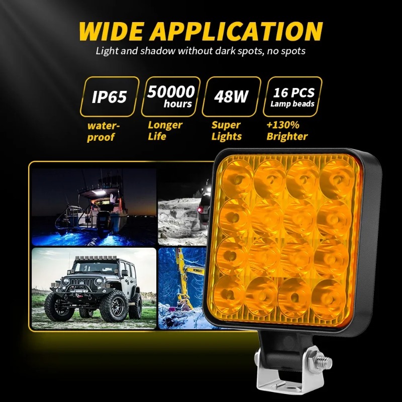 48W 16 Led 12V LED-lichtbalk Werklamp voor auto Tractor Boot Vrachtwagen 4X4 4WD SUV ATV Off-road auto SUV ATV Barra LED-koplampen